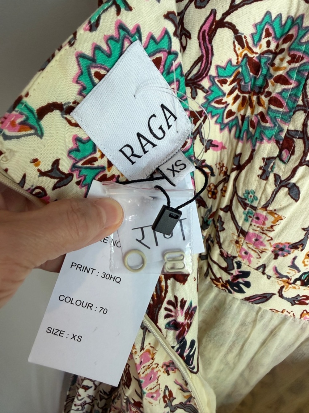 Raga Boho Floral Maxi Dress Cottagecoe Vintage-Inspo Tiered Sundress Cream XS - Picture 8 of 11